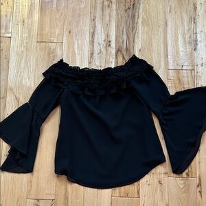 White House Black Market Black Off-Shoulder Blouse